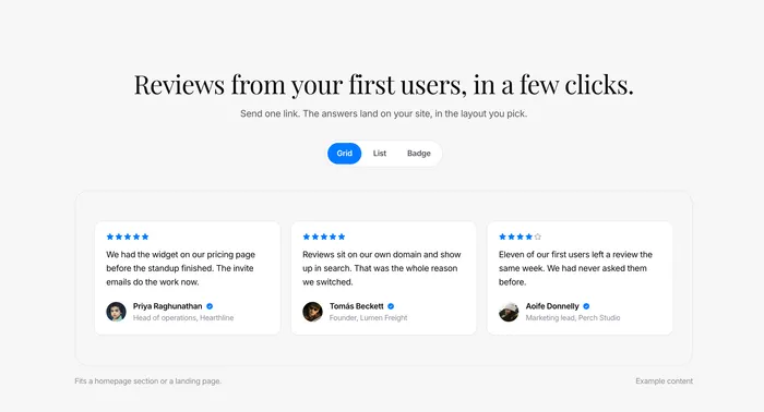Quizzings - Collect and embed customer reviews