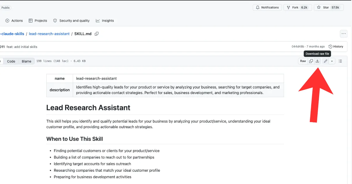 Downloading a skill file from GitHub