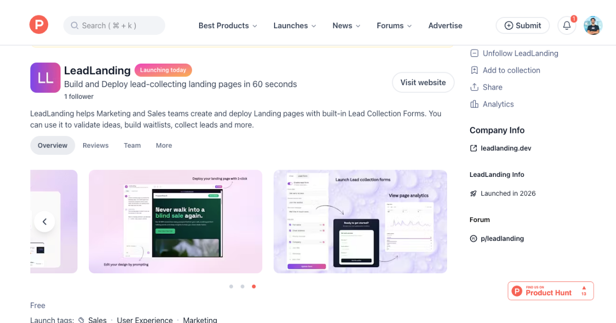 Launching on Product Hunt can put your product in front of thousands of early adopters — but only if you know how the platform actually works. Here's what I learned from launching LeadLanding on PH, including what to do, what to avoid, and what to realistically expect.
