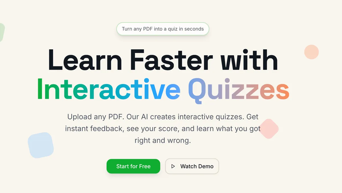 Quizzings - Interactive quiz builder from PDFs